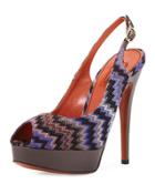 Zigzag Slingback Peep-toe Pump
