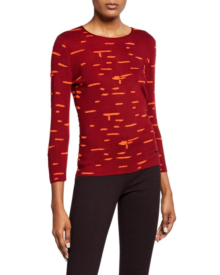 Splotchy Silk Pullover Top