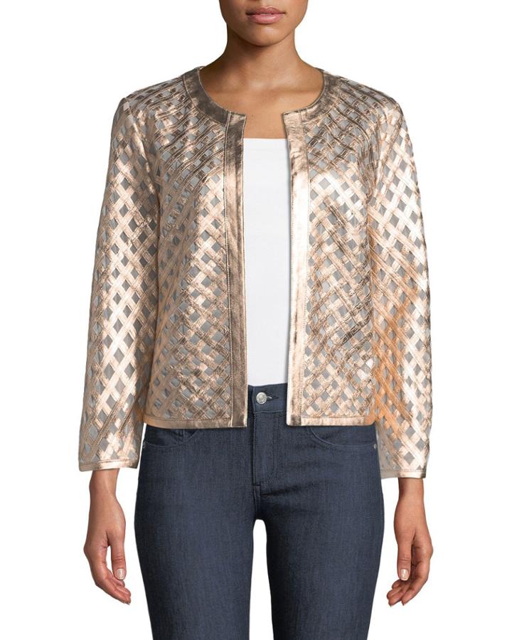 Leather Grid Jacket