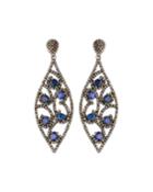 Diamond & Blue Sapphire Dangle Earrings