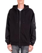 Men's Contrast-sleeve Fleece Hooded