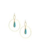 Carved Turquoise Large Circle Earrings