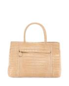 Medium Sectional Crocodile Tote Bag, Cream