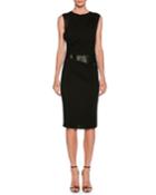 Sleeveless Side-ruched Sheath Jersey Dress W/