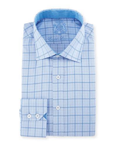 Check Woven Dress Shirt, Blue/gray