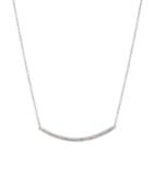 14k White Gold Diamond Curved Bar Necklace