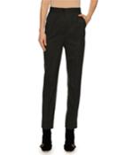 Flannel High-waist Straight-leg Pants, Dark Gray