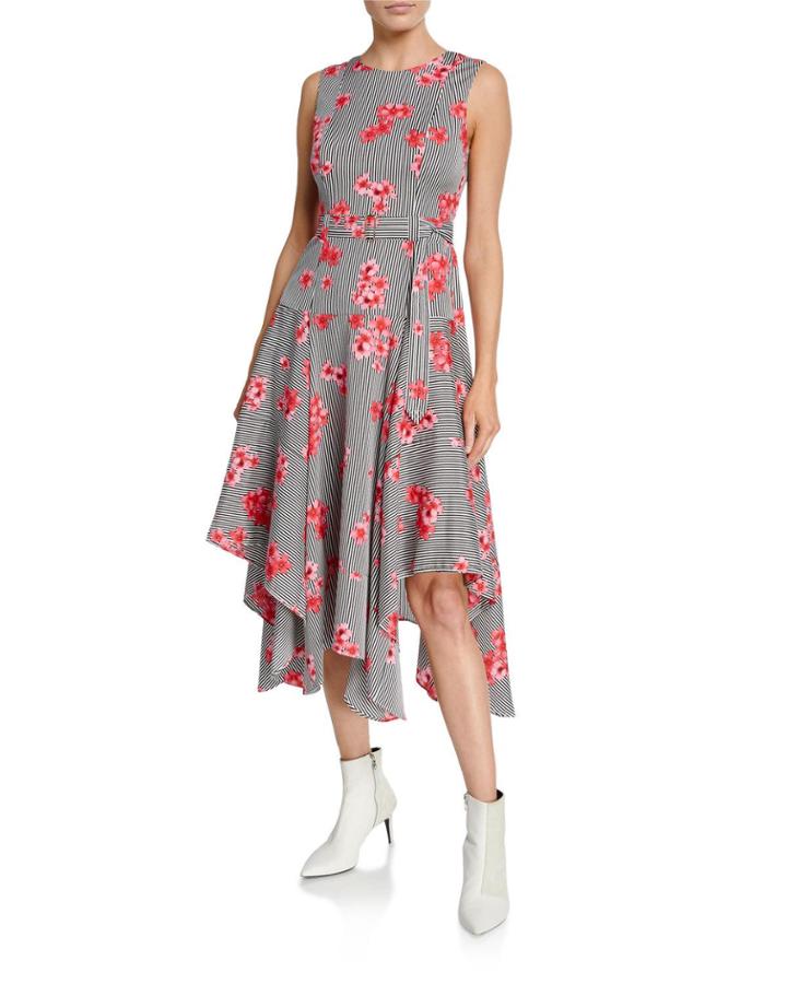 Striped Floral-print