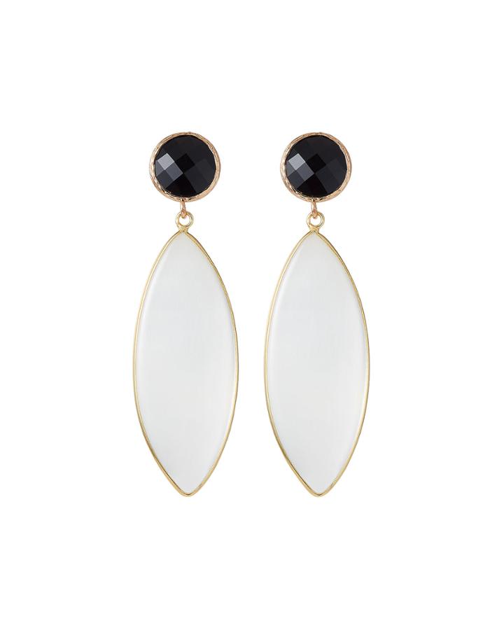 Crystal & Cat Eye Marquise Drop Earrings