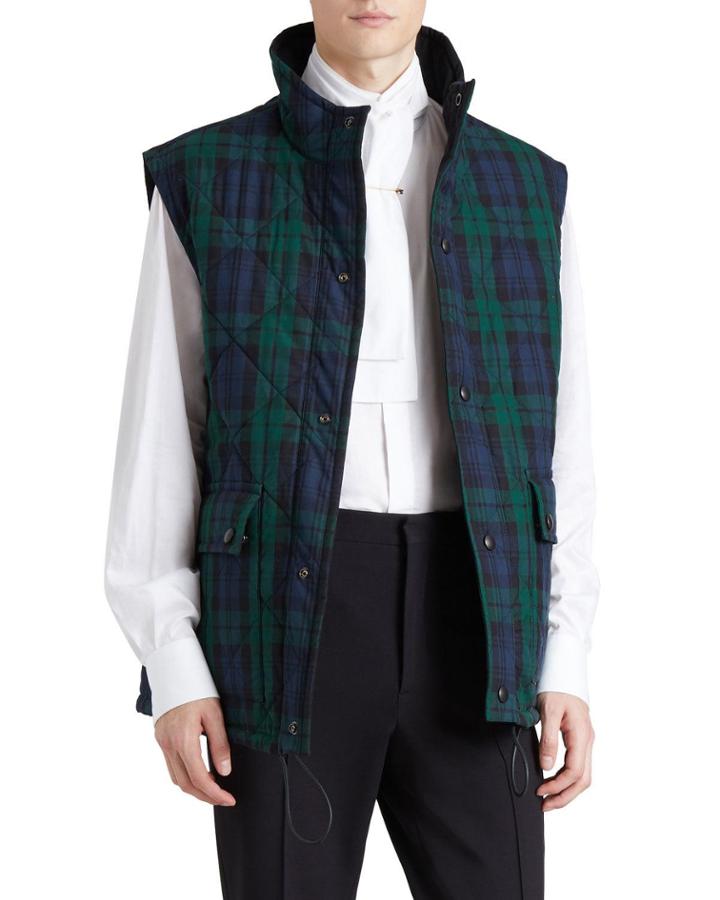 Tartan Check Reversible Quilted Gilet
