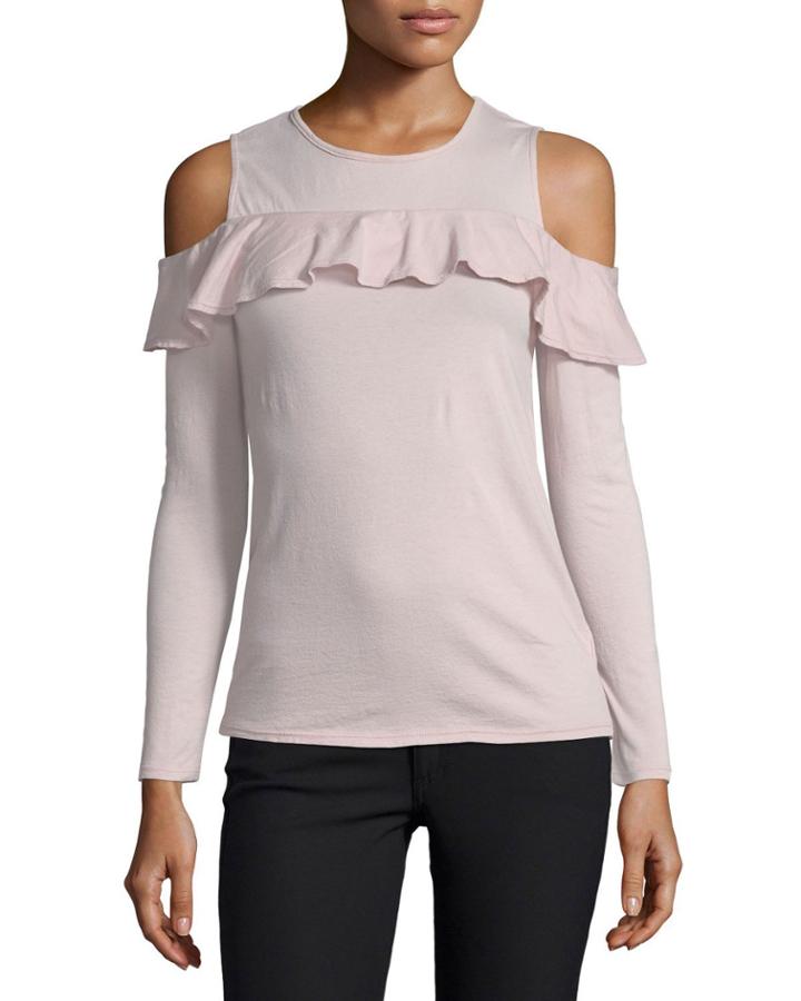 Pepia Cold-shoulder Top With Ruffled Frills