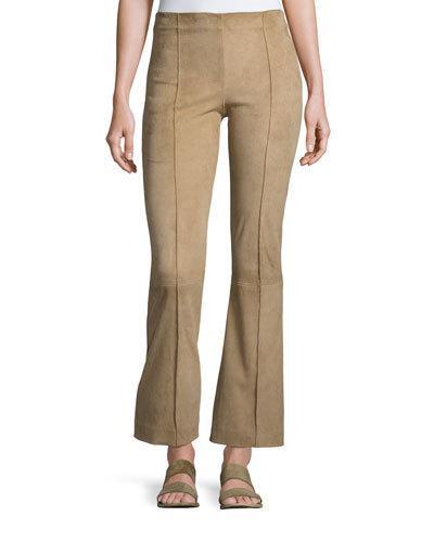 Beca Lambskin Suede Flare-leg Pants,