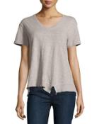 Slouchy Asymmetric V-neck Top, Elephant