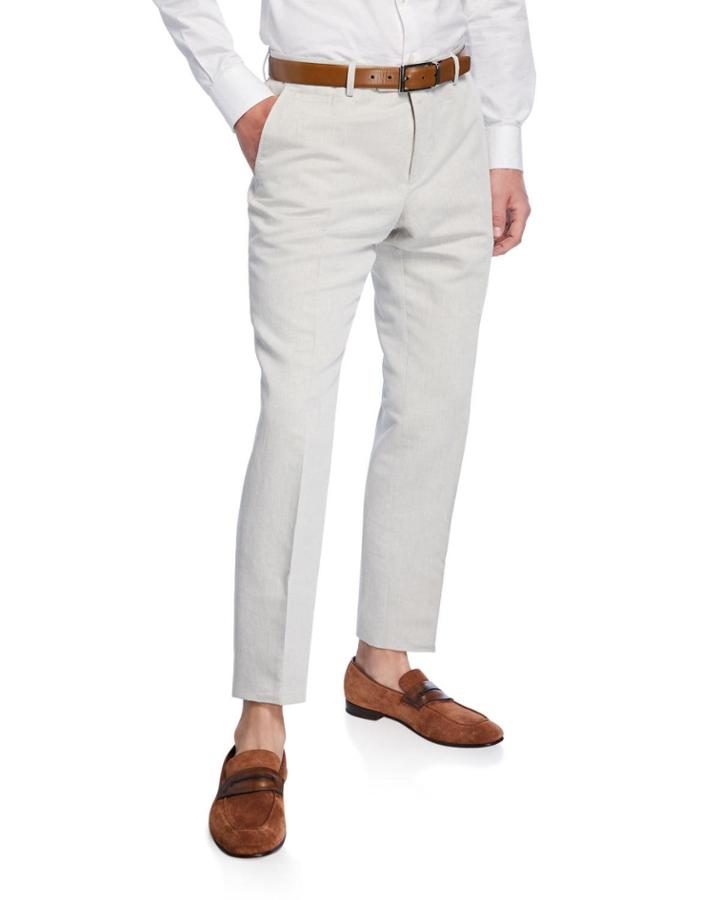 Men's Linen-cotton Slim Fit Dress Pants