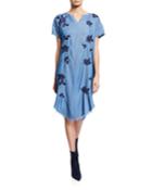 Chambray Floral Embroidered
