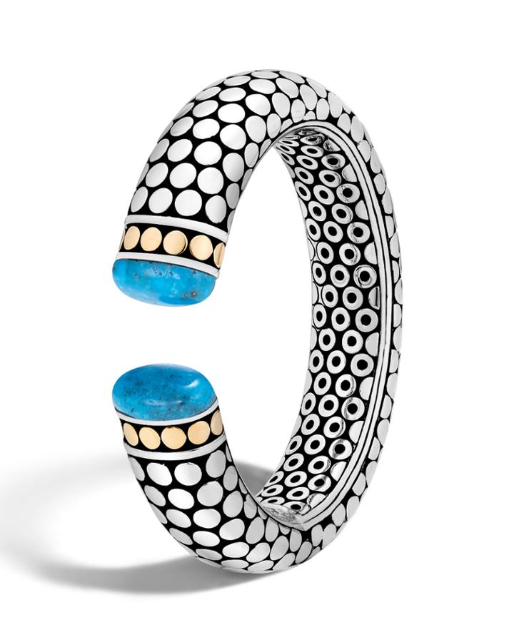 Dot Silver/18k Gold Turquoise Kick Cuff Bracelet,