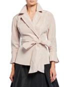 Bracelet-sleeve Wrap Blouse With Notch Collar