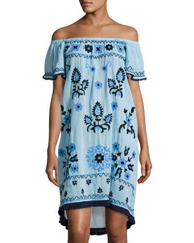 Barcelona Azara Embroidered Dress, White