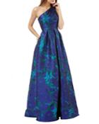 One-shoulder Floral Ballgown