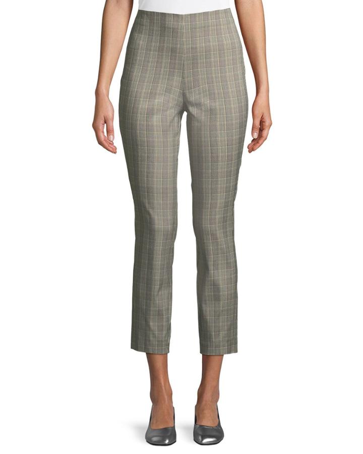 Simone High-rise Slim Plaid Pants