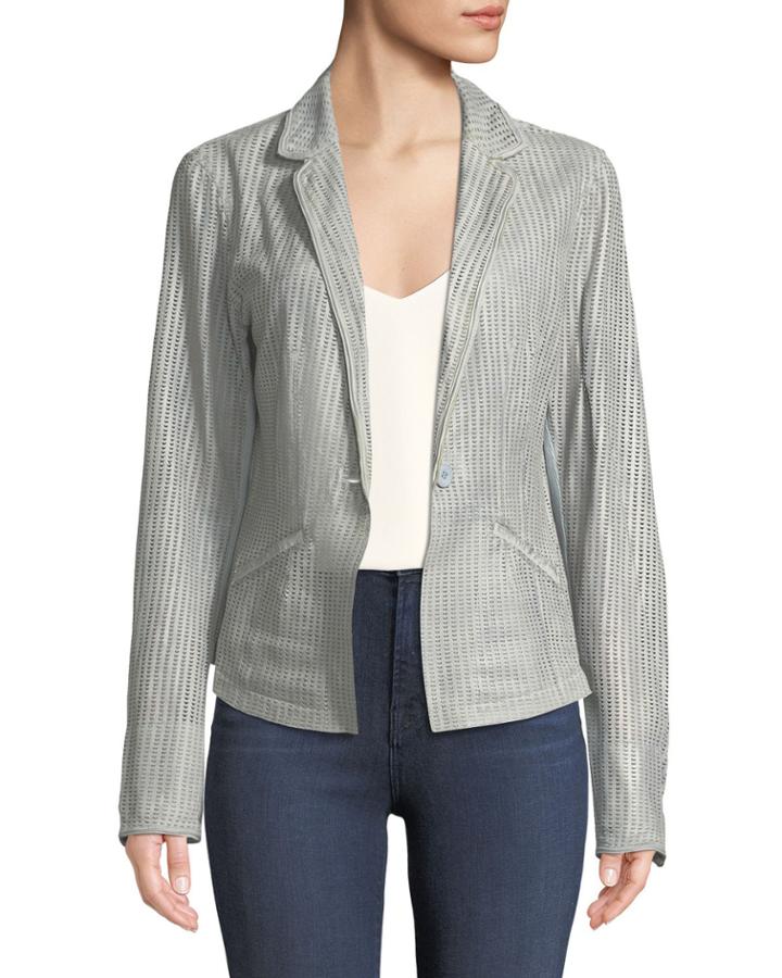 Perforated Lamb-leather Blazer