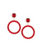 Crystal Hoop Drop Earrings, Red