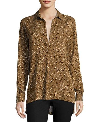 Tamarack Foxtale Dot-print Blouse, Brown Pattern
