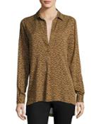 Tamarack Foxtale Dot-print Blouse, Brown Pattern