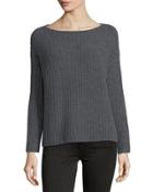 Ladder-stitched Funnel-neck Cashmere-blend