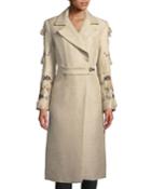 Long Trench Coat W/ Embroidered Bell