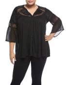 Mixed-media Bell-sleeve Top,