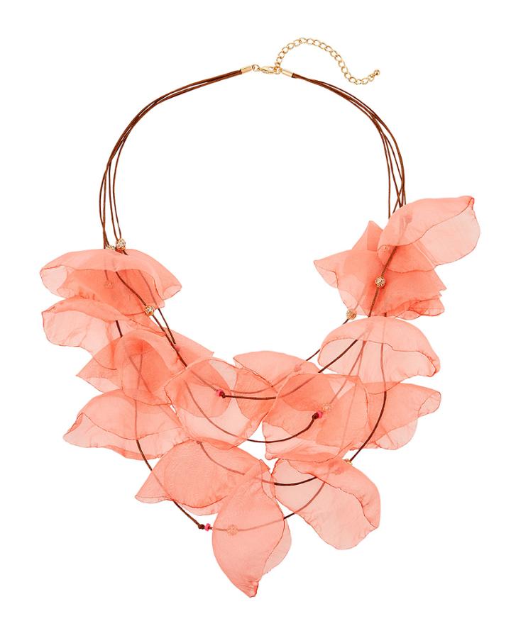 Tiered Chiffon Coral Necklace