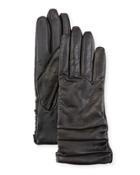 Ruched Leather Tech Gloves