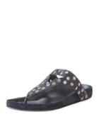 Elbry Eyelet-studded Suede Thong
