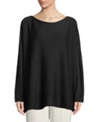 Bateau-neck Long-sleeve Sideways-knit