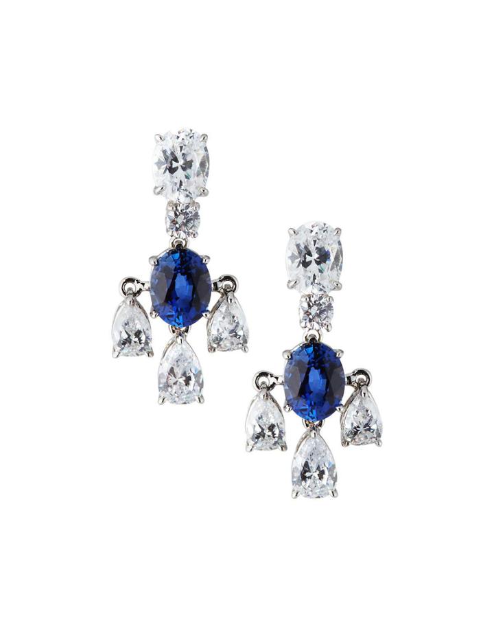 18k White Gold 3-pear Drop Earrings, Synthetic