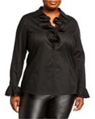 Plus Size Ruffle Button-front Blouse