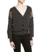 Lace-inset Polka-dot Cardigan