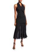 Sammiah Double-breasted Tuxedo Halter Dress
