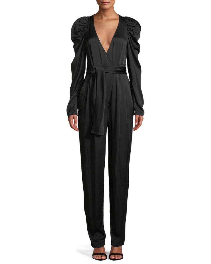 Christian Puff-sleeve Belted Jumpsuit