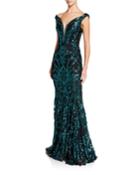 Off-the-shoulder Sequin Embellished Gown