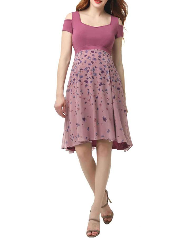 Maternity Erica Cutout-sleeve Printed Dress