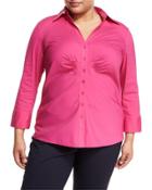 Leila 3/4 Sleeve Button-front Blouse,