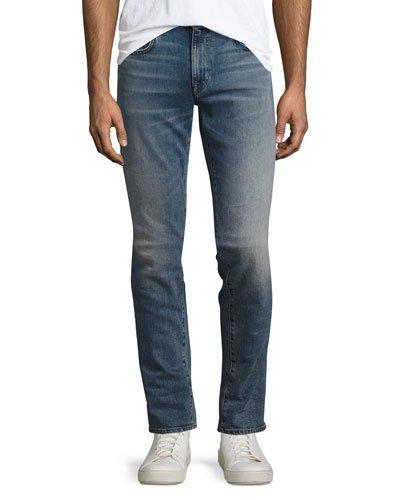 Straight-leg Vintage-wash Jeans, Blue