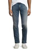 Straight-leg Vintage-wash Jeans, Blue