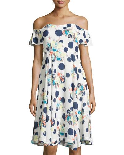 Mischa Off-the-shoulder Floral-print Dress