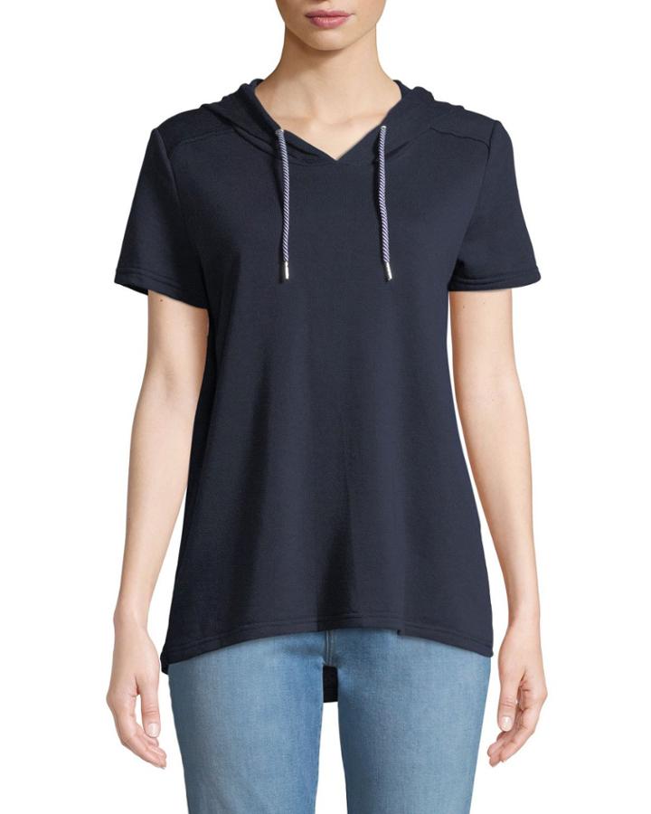 Short-sleeve High-low Hoodie Tee