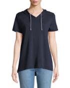 Short-sleeve High-low Hoodie Tee