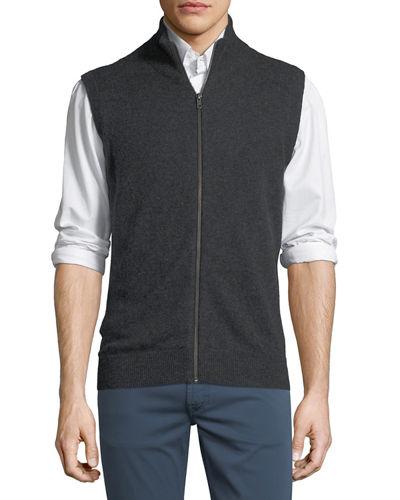 Cashmere Mock-neck Zip Vest