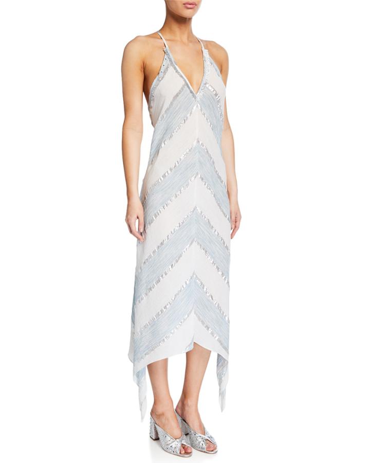 Kiana Metallic Chevron Sleeveless Dress